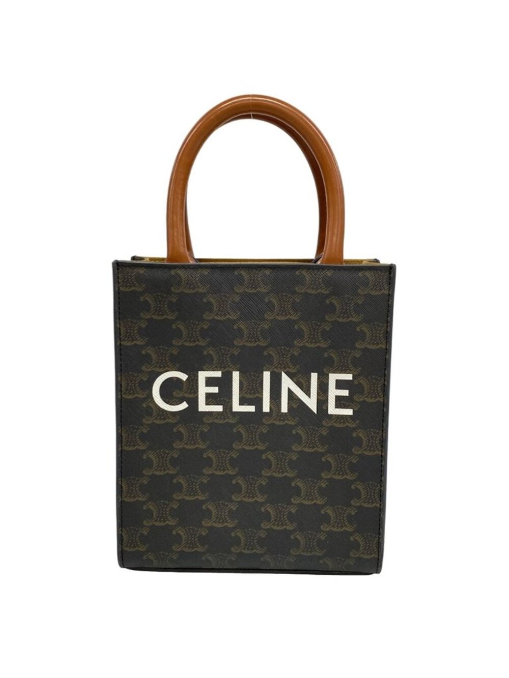 Celine Tote Bag Mini Vertical Cabas Black Brown Multi